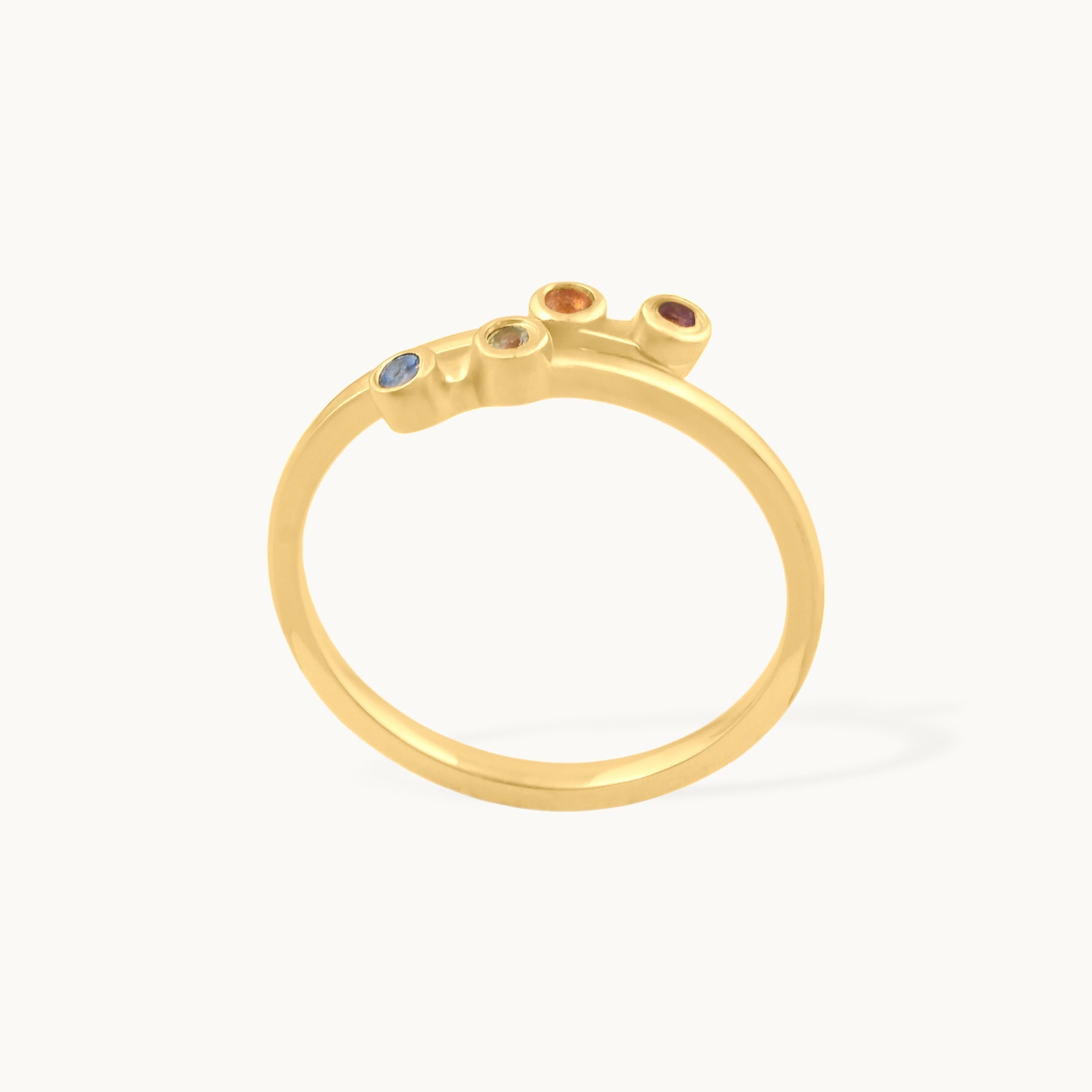 Farvefald – ring med citrin, topas, peridot og pink turmalin