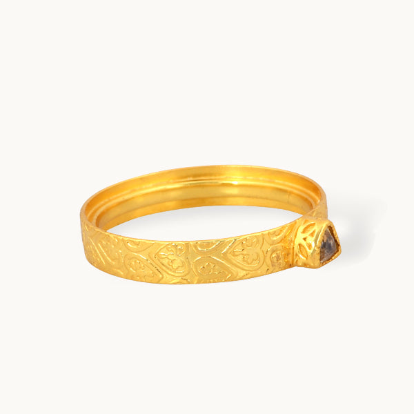 Citringyldne – ring med citrin