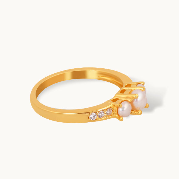 Perlemåne – ring med perle og zirkonia
