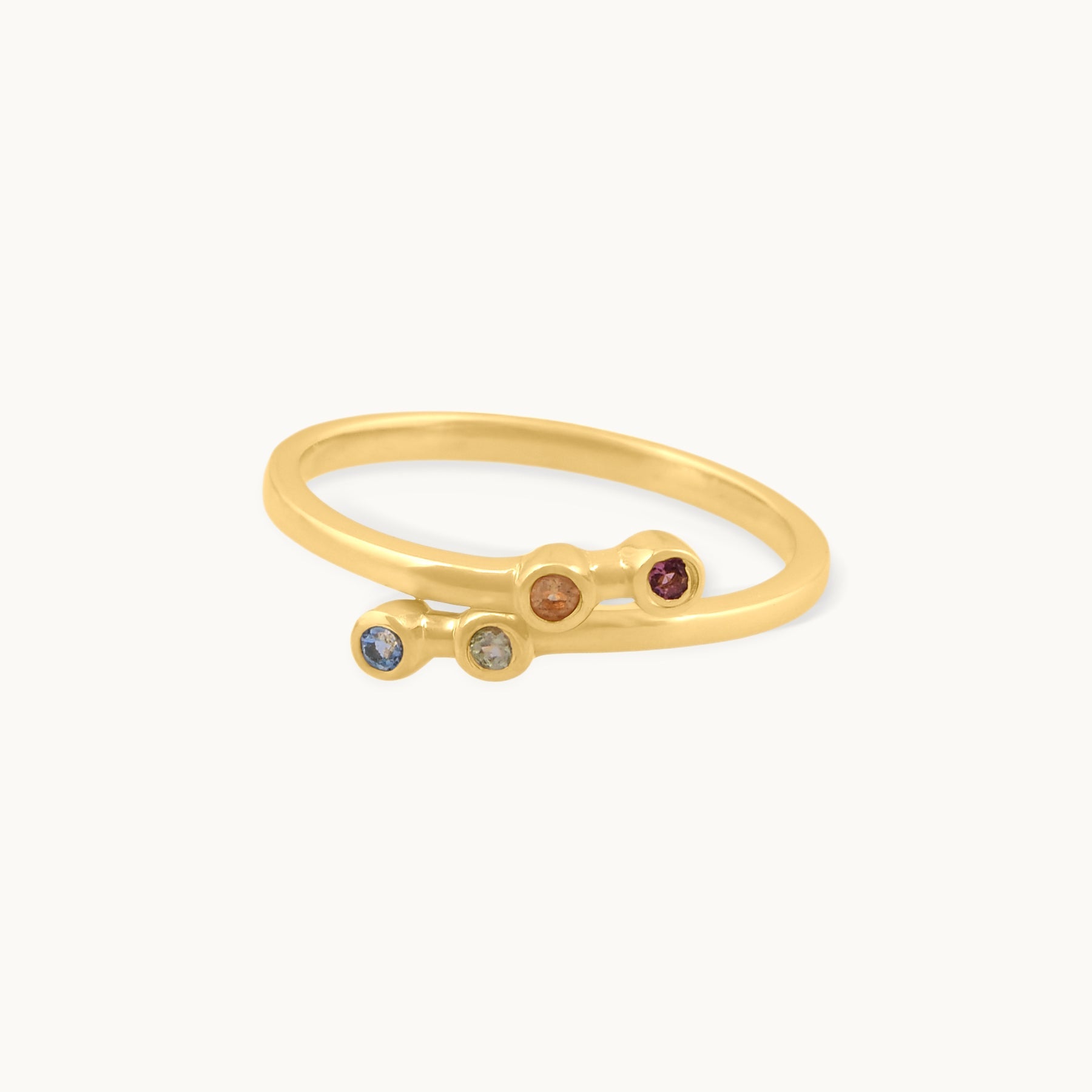 Farvefald – ring med citrin, topas, peridot og pink turmalin
