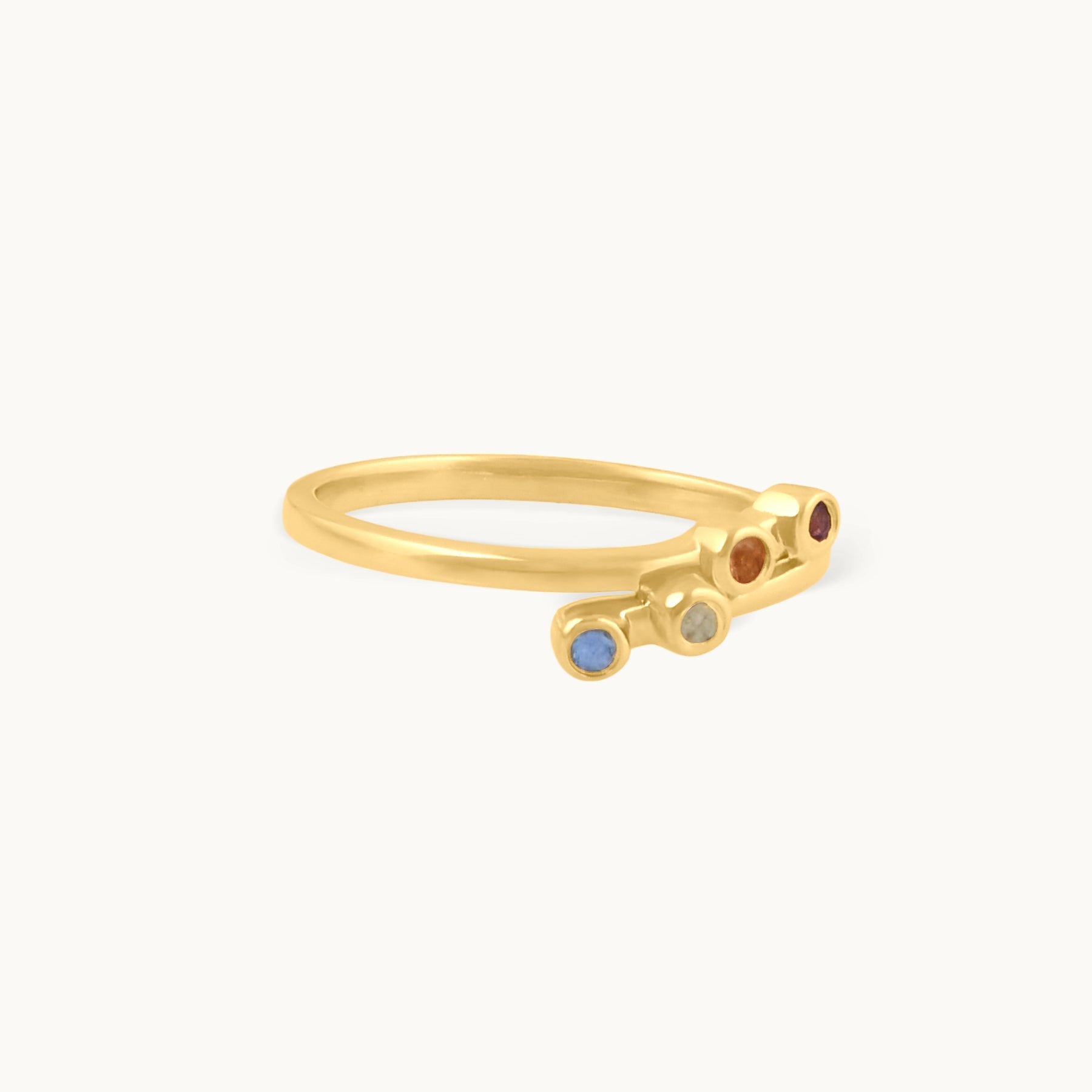 Farvefald – ring med citrin, topas, peridot og pink turmalin