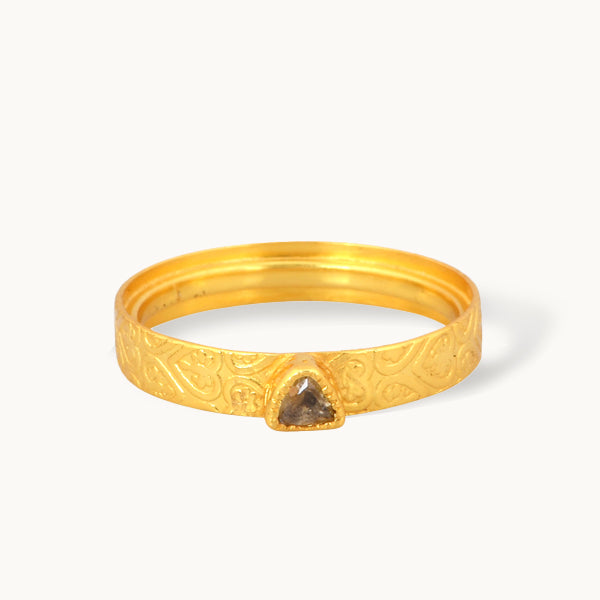 Citringyldne – ring med citrin