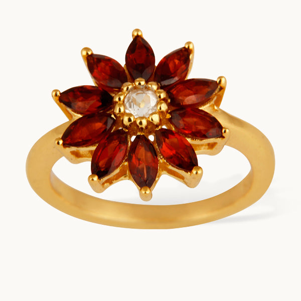 Rakel – ring med granat og hvid topas