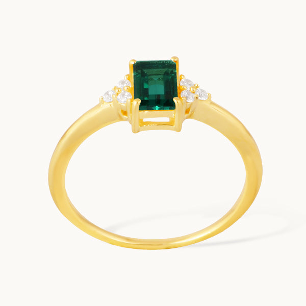 Skovkrans – ring med smaragd og zirkonia